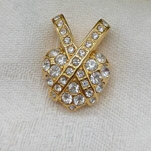 Nolan Miller Vintage Puffy Heart Scarf Slide Pendant for Necklace Gold Tone